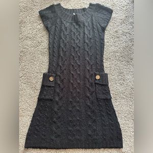 Black Fitted Knit Sweater Dress | Size: M